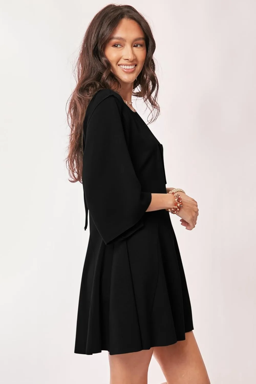 Solid Draped Sleeve Ties Back Skort Romper