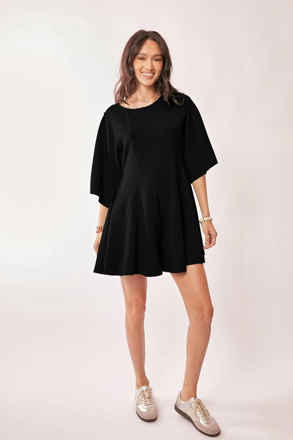 Solid Draped Sleeve Ties Back Skort Romper