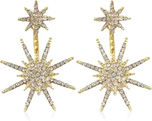 Sparkly Earrings for Women Big Star Crystal Star Dangle Drop Earrings Ideal for Mother Sister