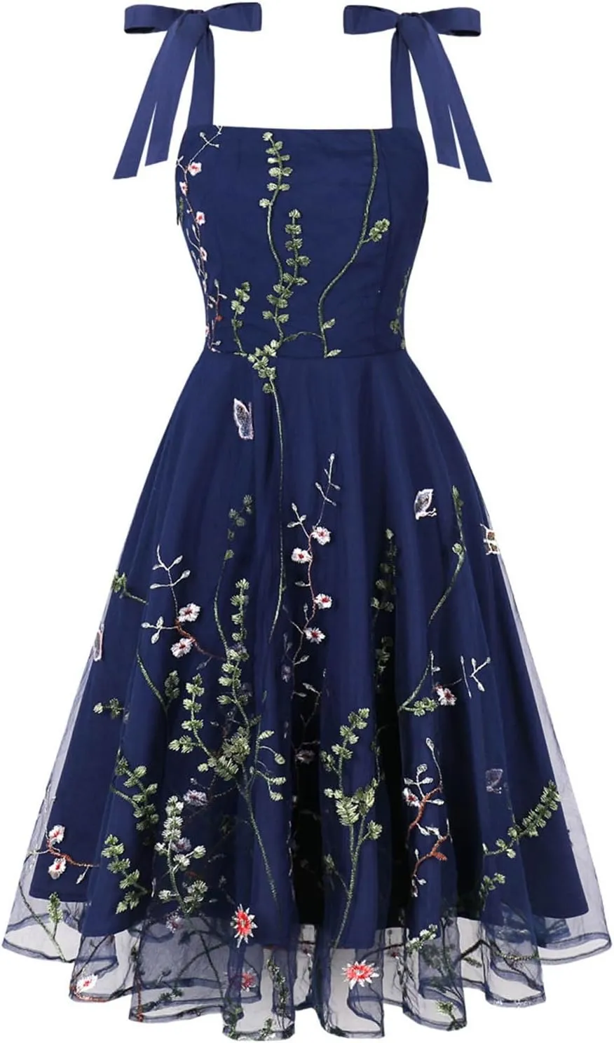 Square Neck Tank Dress for Womens Sleeveless Floral Print Flowy Maxi Dresses Vintage Swing Summer Beach Sundress
