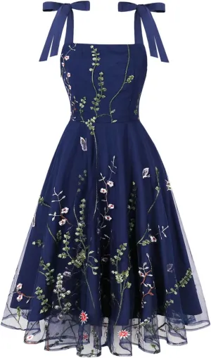 Square Neck Tank Dress for Womens Sleeveless Floral Print Flowy Maxi Dresses Vintage Swing Summer Beach Sundress
