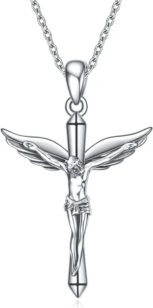 St Michael/St Christopher/Crucifix Cross Necklace for Women Sterling Silver Archangel Angel Necklace Protection Jewelry Christian Gifts for Women