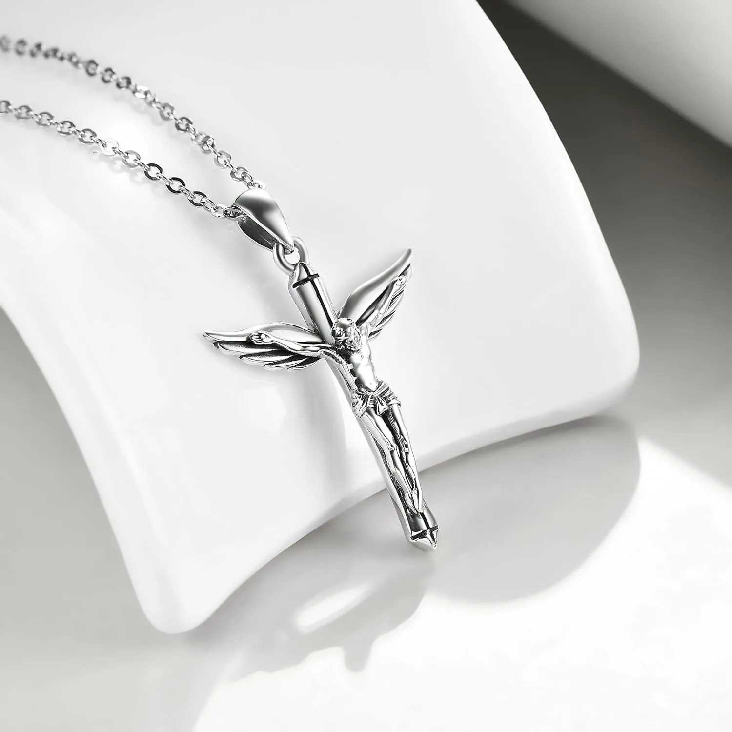St Michael/St Christopher/Crucifix Cross Necklace for Women Sterling Silver Archangel Angel Necklace Protection Jewelry Christian Gifts for Women