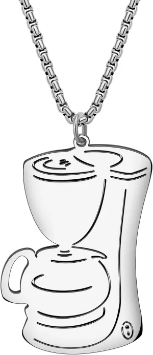 Stainless Steel Dainty Coffee Maker Necklace 18k Gold Plated Cup Pendant Jewelry Gifts for Women Coffee Lovers Charms