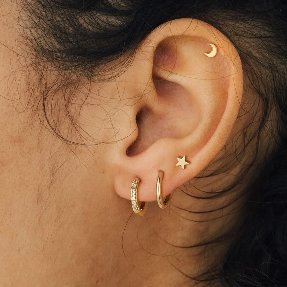 Sterling Silver Gold Surgical Steel Flat Back Stud Hoop Earrings Set,Hypoallergenic Small Cartilage Huggie Hoop Earrings