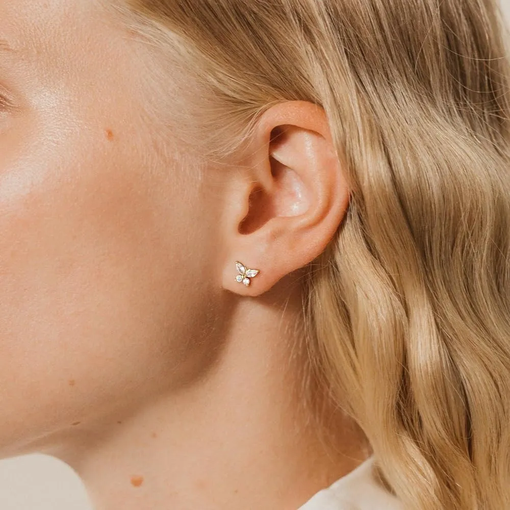 Sterling Silver Gold Surgical Steel Flat Back Stud Hoop Earrings Set,Hypoallergenic Small Cartilage Huggie Hoop Earrings