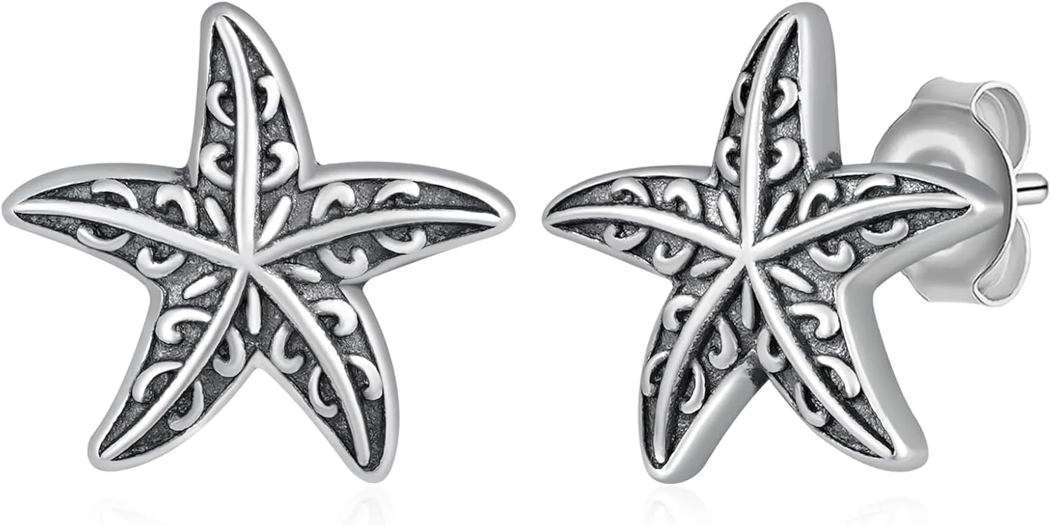 Stingray/Shark/Turtle/Seahorse/Starfish Earrings S925 Sterling Silver Ocean Stud Earrings Ocean Jewelry Gifts for Women