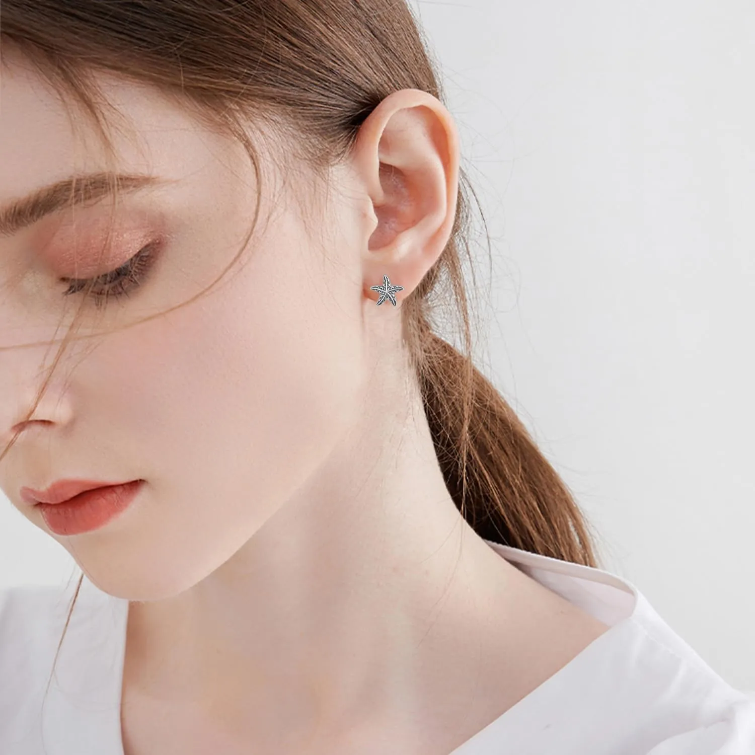 Stingray/Shark/Turtle/Seahorse/Starfish Earrings S925 Sterling Silver Ocean Stud Earrings Ocean Jewelry Gifts for Women