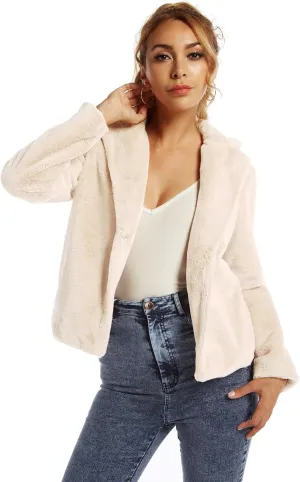 SUGAR POISON Womens Faux Fur Jacket Spring Autumn Long Sleeve Soft Comfort Jacket Coats Parka Outwear