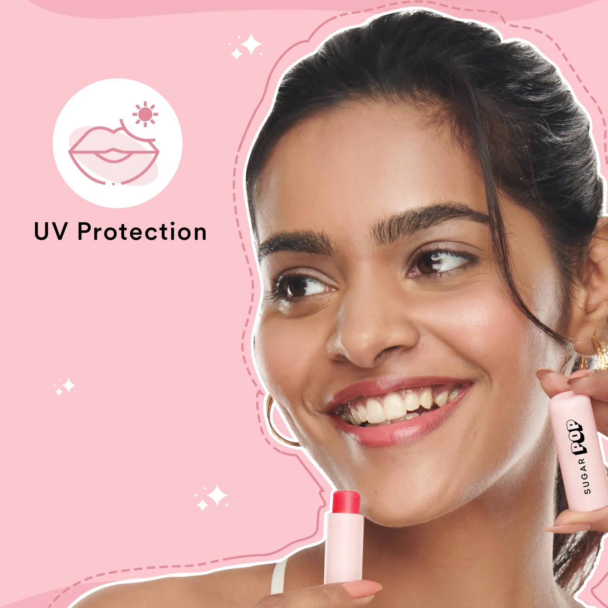 SUGAR POP High Shine Lip Gloss - 01 Marshmallow (Clear) Lip Plumping Gloss For Soft & Dewy Lips & SUGAR POP Nourishing Lip Balm Combo