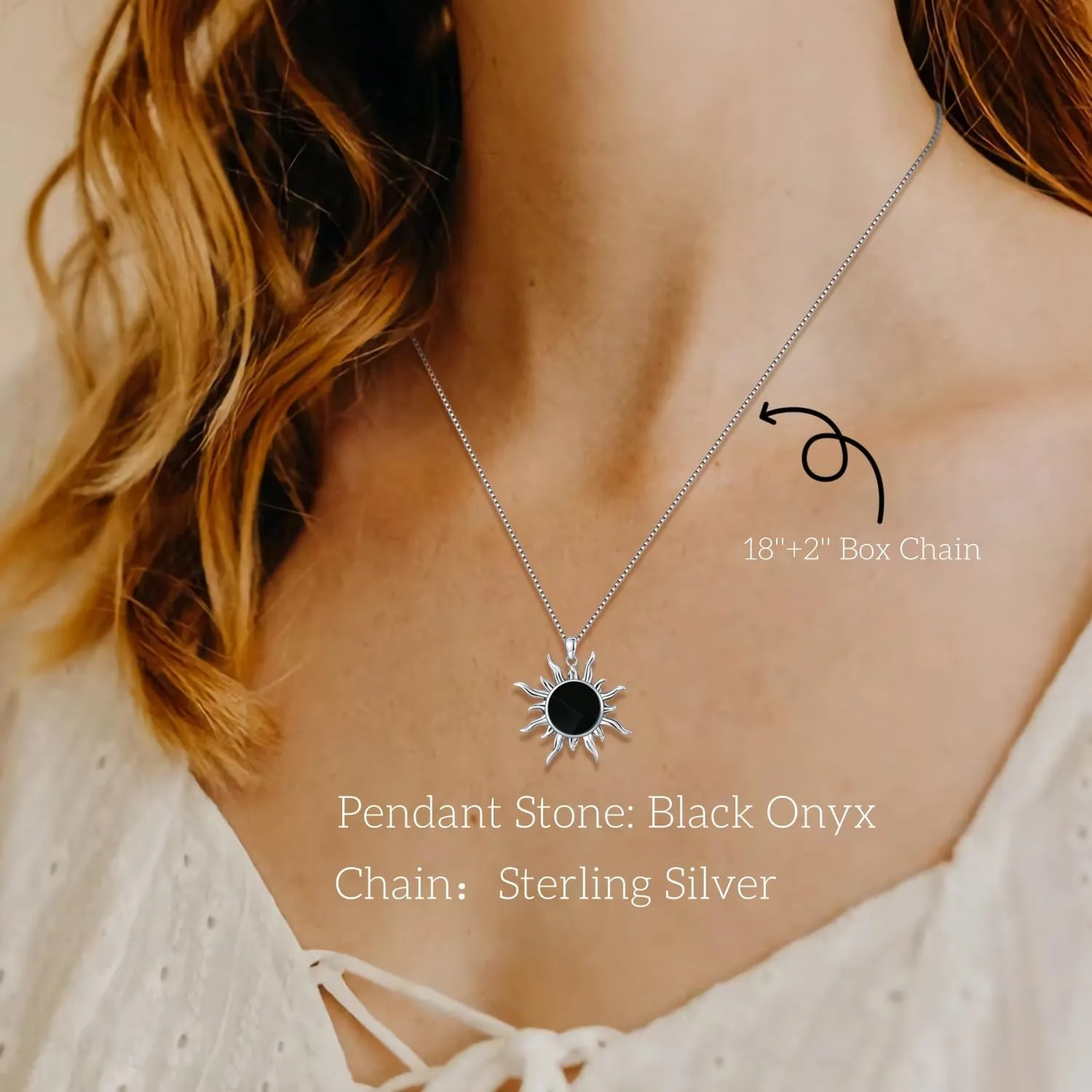 Sun Turquoise Pendant Necklace, 925 Sterling Silver Genuine Gemstones Western Jewelry Gift for Women