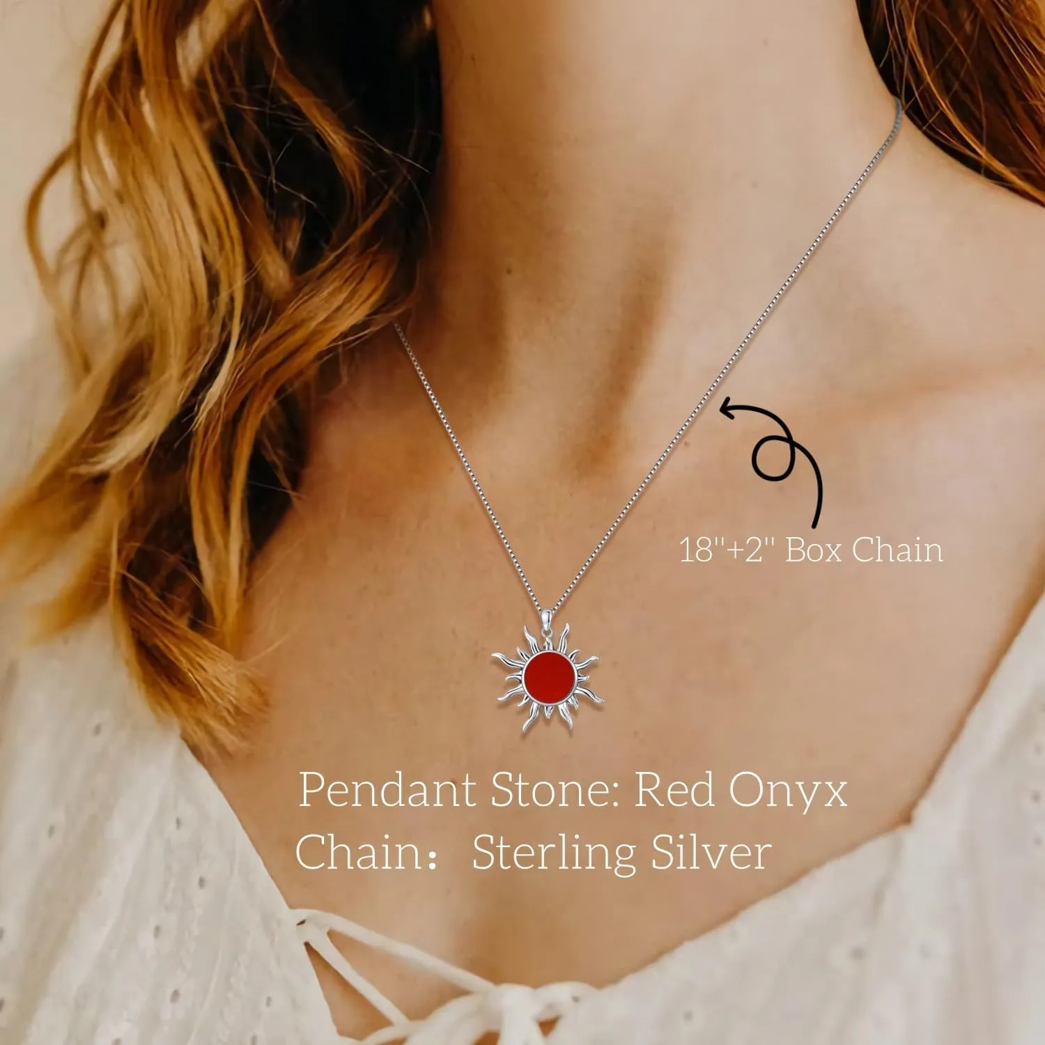 Sun Turquoise Pendant Necklace, 925 Sterling Silver Genuine Gemstones Western Jewelry Gift for Women