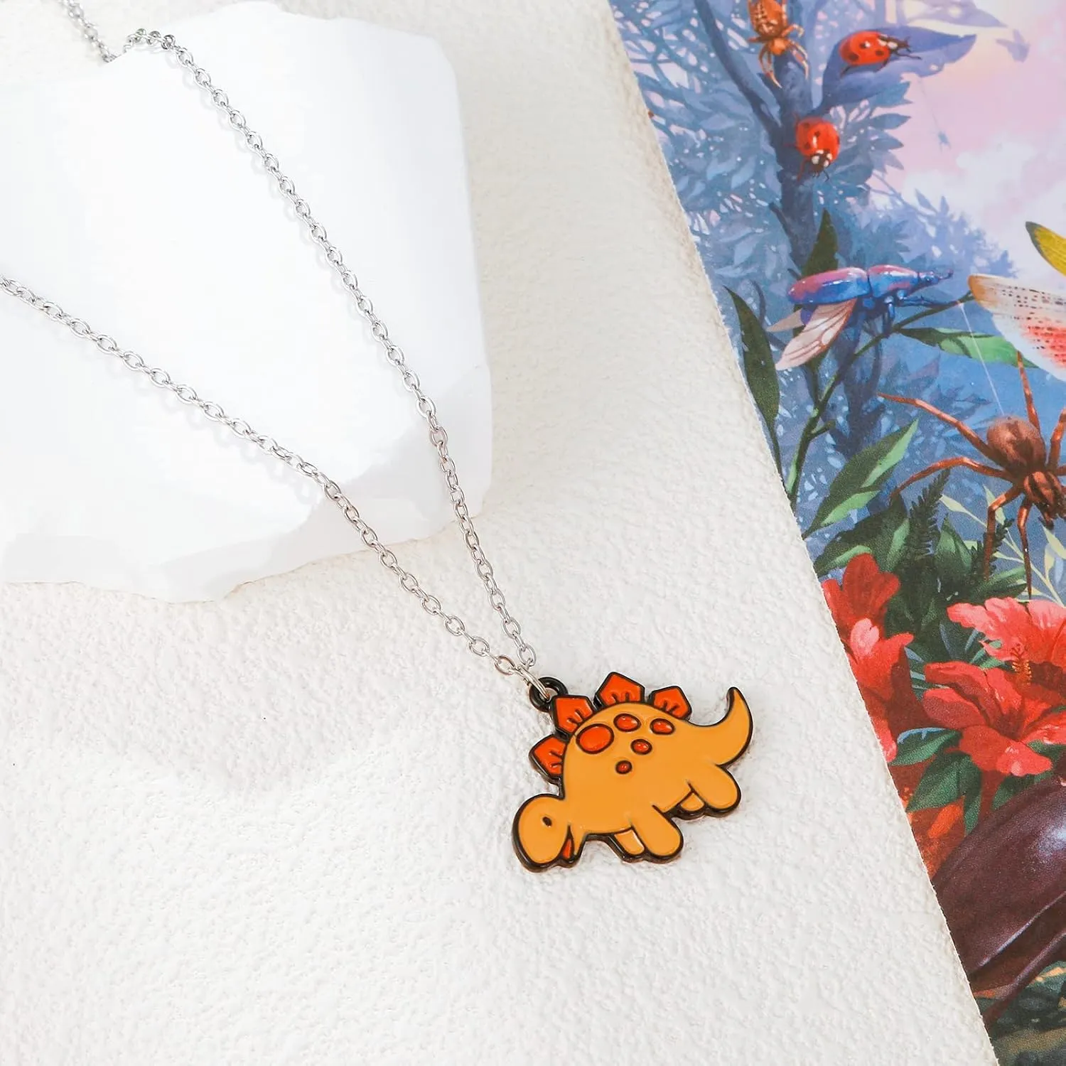 T-Rex Dinosaur Necklace, Stegosaurus Charm Necklace Dinosaur Jewelry Cute Animal Jewelry