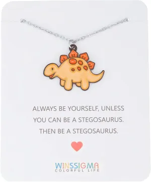 T-Rex Dinosaur Necklace, Stegosaurus Charm Necklace Dinosaur Jewelry Cute Animal Jewelry