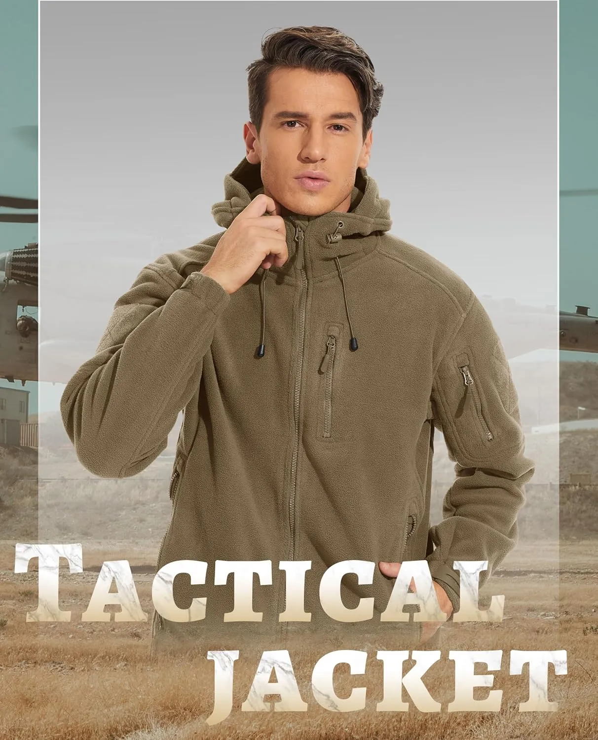 TACVASEN Men's Tactical Fleece Jacket Heavyweight Military Hoodie with 6 Pockets Winter Warm Coats Windproof Outdoor