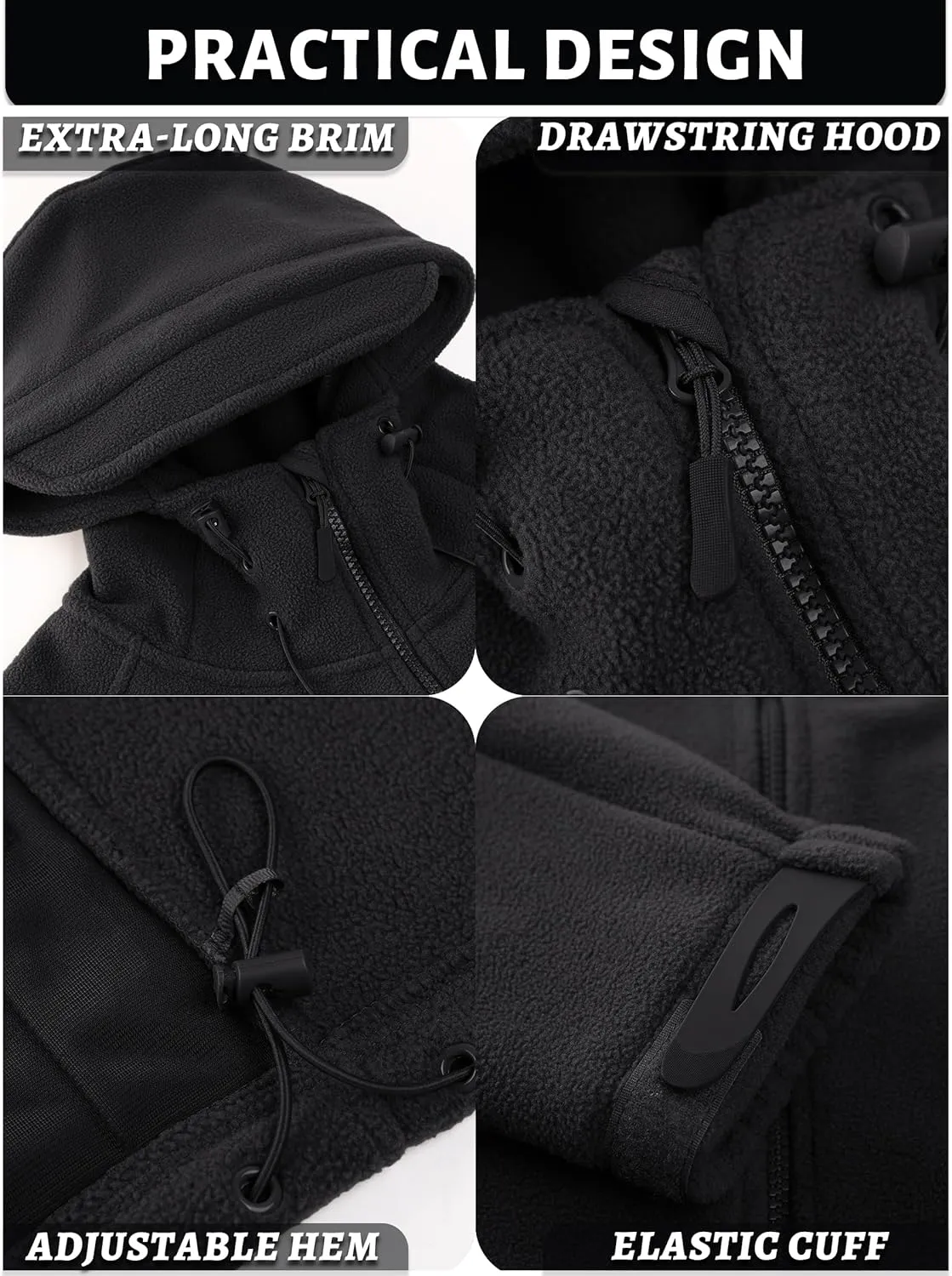 TACVASEN Men's Tactical Fleece Jacket Heavyweight Military Hoodie with 6 Pockets Winter Warm Coats Windproof Outdoor