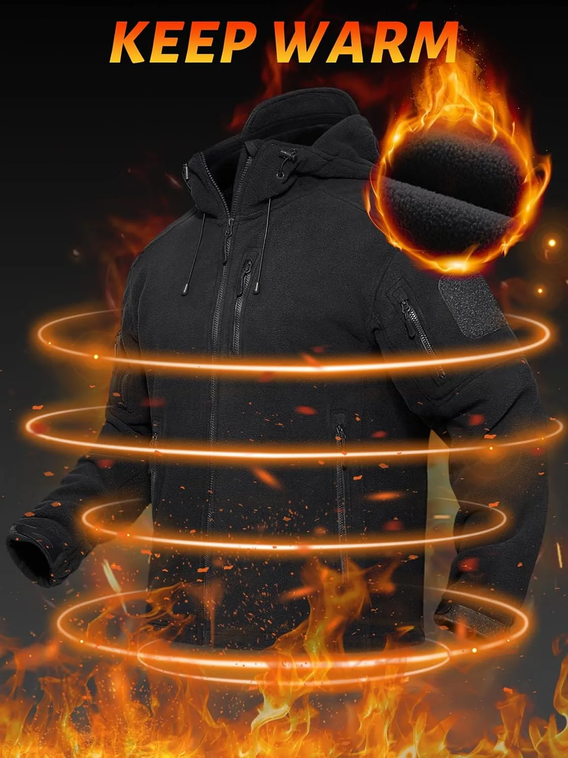 TACVASEN Men's Tactical Fleece Jacket Heavyweight Military Hoodie with 6 Pockets Winter Warm Coats Windproof Outdoor