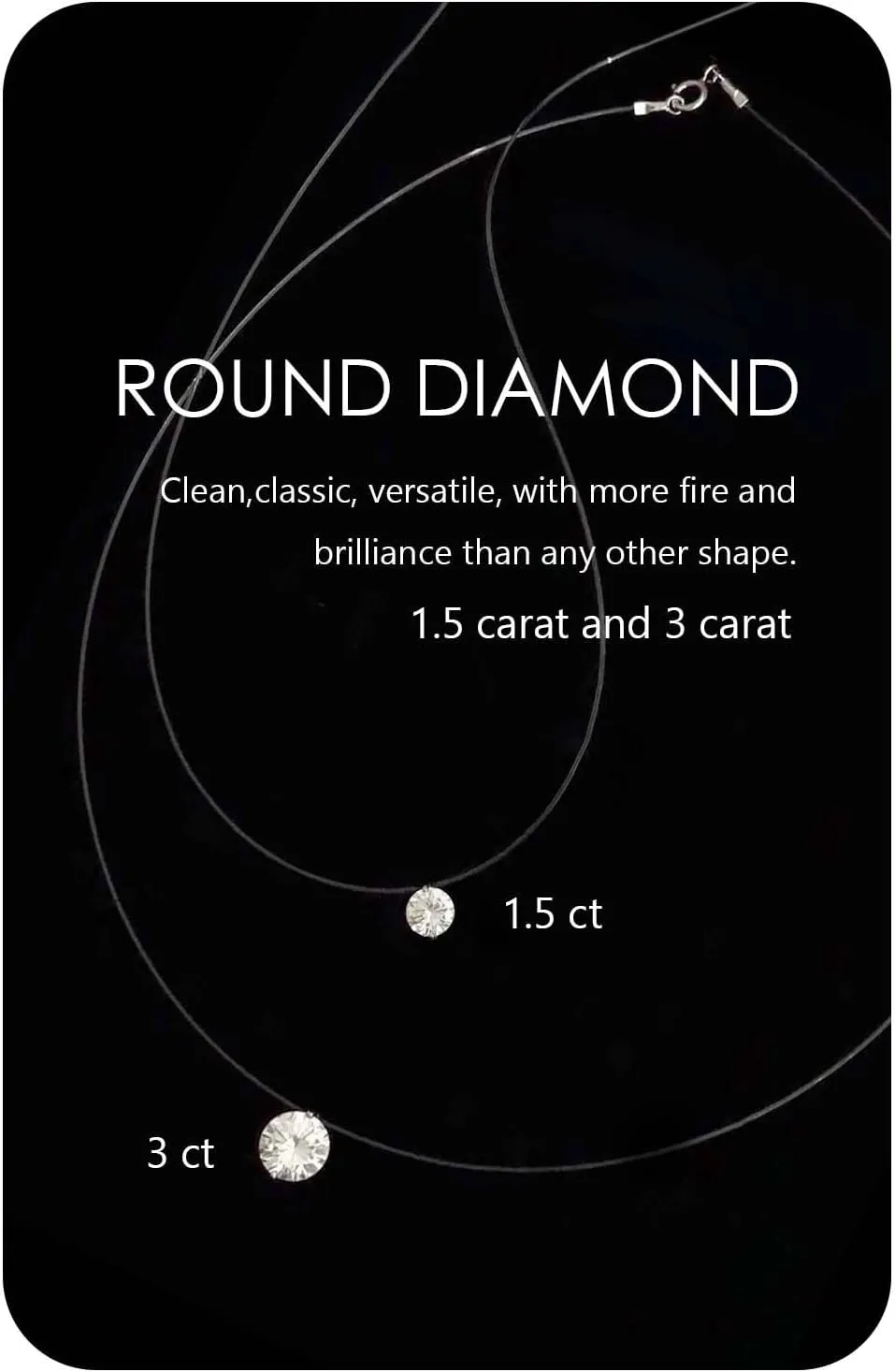 Teardrop Necklace 16 Inch Real 925 Silver Cubic Zirconia Clear Short Floating Invisible Pendant Necklace Jewelry for Women Girlfriend Teen Brides Sisters Wife Daughter Anniversaries Birthdays