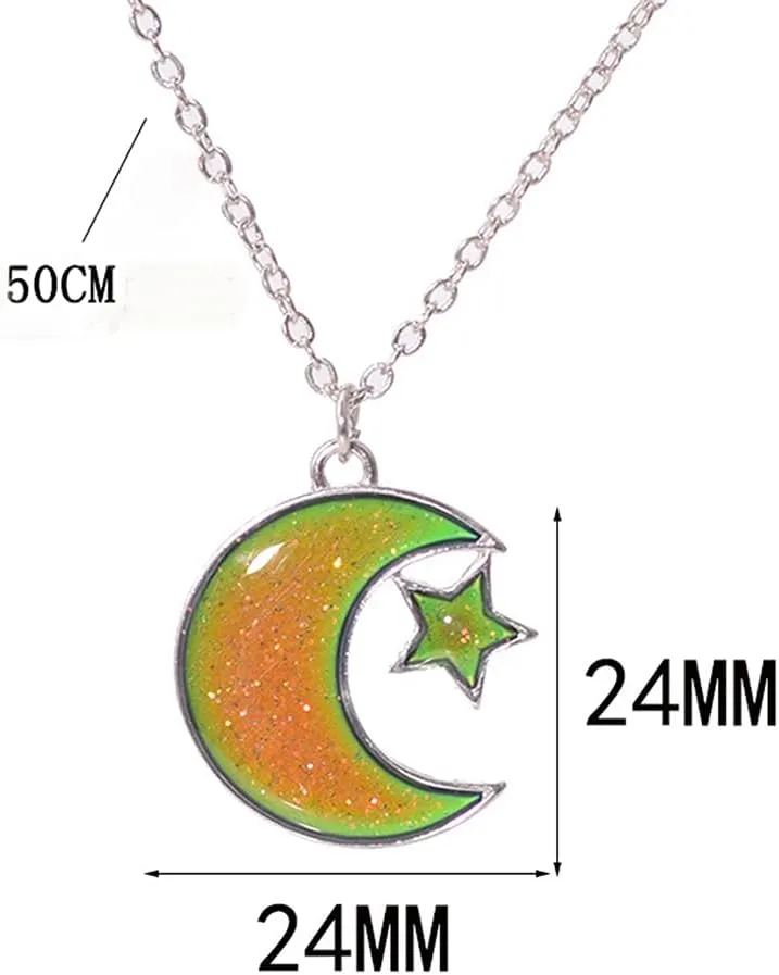 Temperature Sensing Color Changing Pendant Necklace Love Heart Butterfly Turtle Dolphin Moon Star Mood Necklace for Girl Women Gift