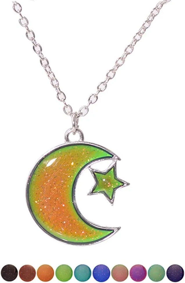 Temperature Sensing Color Changing Pendant Necklace Love Heart Butterfly Turtle Dolphin Moon Star Mood Necklace for Girl Women Gift