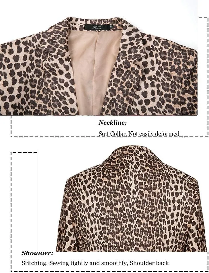 THWEI Mens Blazer Hipster Leopard Print Tuxedo Luxury Notched Lapel Slim Fit Stylish Sport Coats Jacket