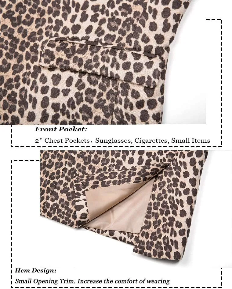THWEI Mens Blazer Hipster Leopard Print Tuxedo Luxury Notched Lapel Slim Fit Stylish Sport Coats Jacket
