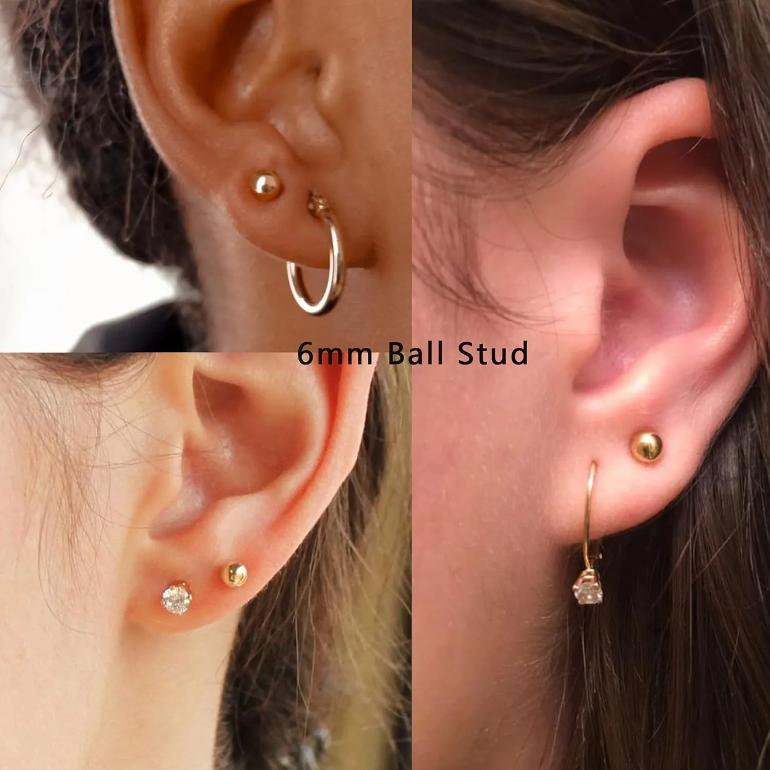 Titanium Flat Dot and Ball Stud Earrings Hypoallergenic for Women Men Rose Gold/Gold/Silver/Black Round Disc Earrings 3mm-6mm Options for Sensitive Ear(2pcs)