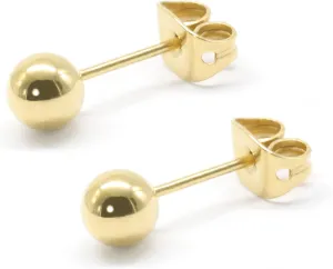 Titanium Flat Dot and Ball Stud Earrings Hypoallergenic for Women Men Rose Gold/Gold/Silver/Black Round Disc Earrings 3mm-6mm Options for Sensitive Ear(2pcs)