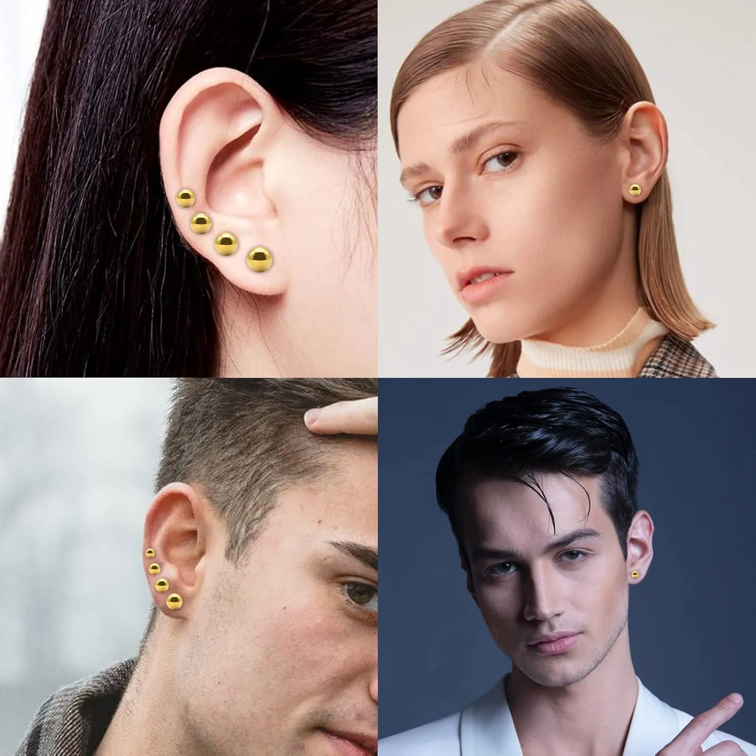 Titanium Flat Dot and Ball Stud Earrings Hypoallergenic for Women Men Rose Gold/Gold/Silver/Black Round Disc Earrings 3mm-6mm Options for Sensitive Ear(2pcs)