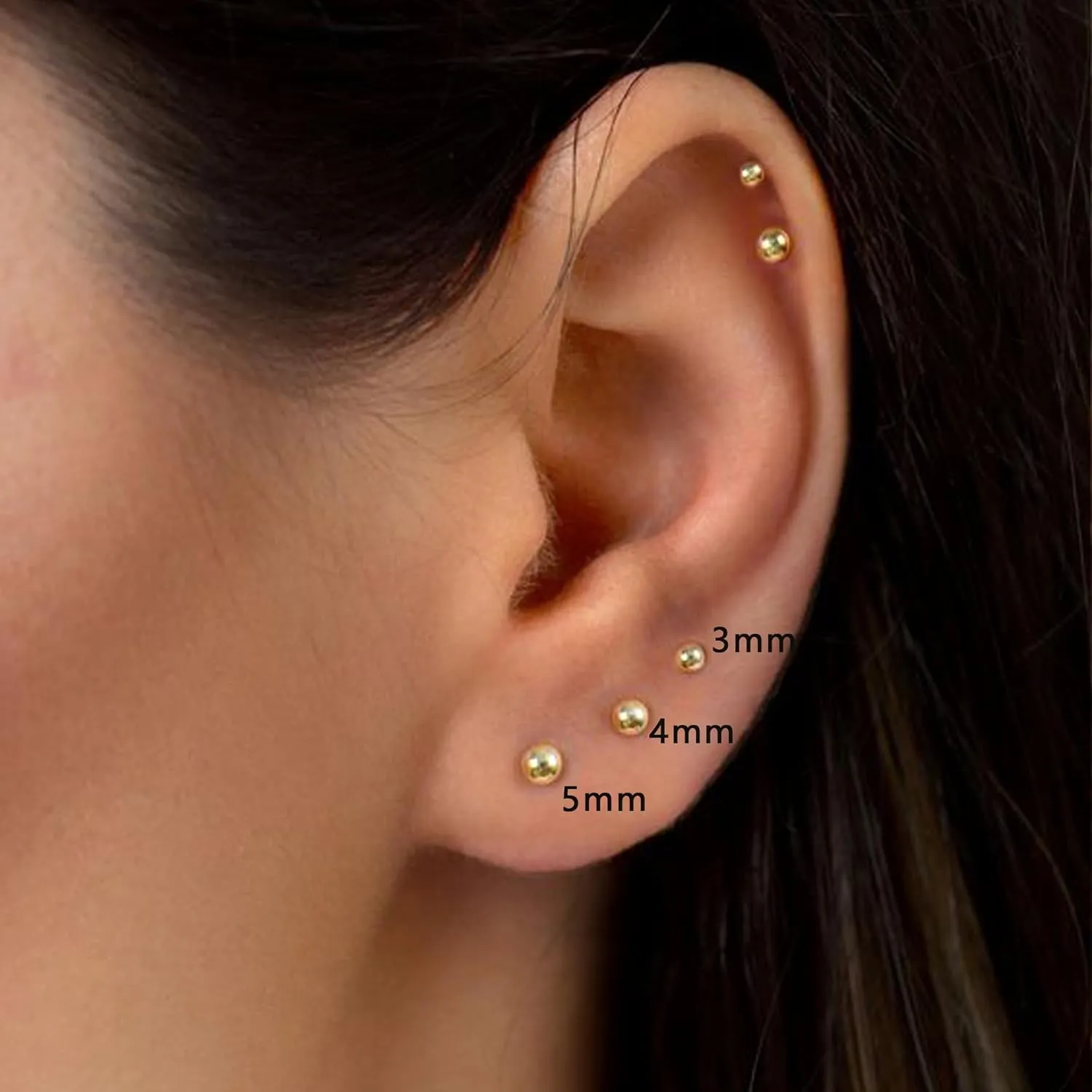 Titanium Flat Dot and Ball Stud Earrings Hypoallergenic for Women Men Rose Gold/Gold/Silver/Black Round Disc Earrings 3mm-6mm Options for Sensitive Ear(2pcs)