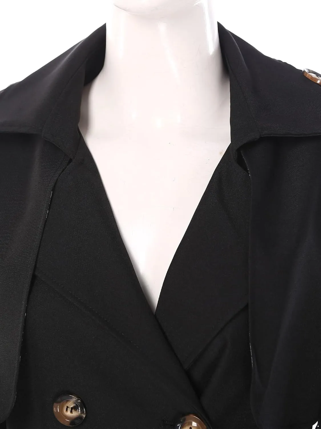 Trench Coats for Women Double Breasted Mid-Length Belted Overcoat Long Dress Jacket Coat with Belt