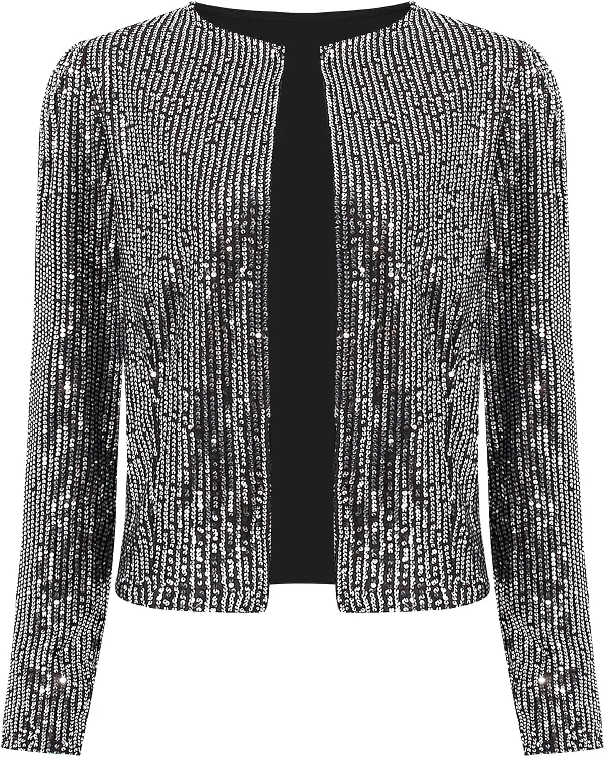 TYNORA Womens Sequin Jackets Long Sleeve Open Front Coat Glitter Short Blazer Casual Coat Party Club