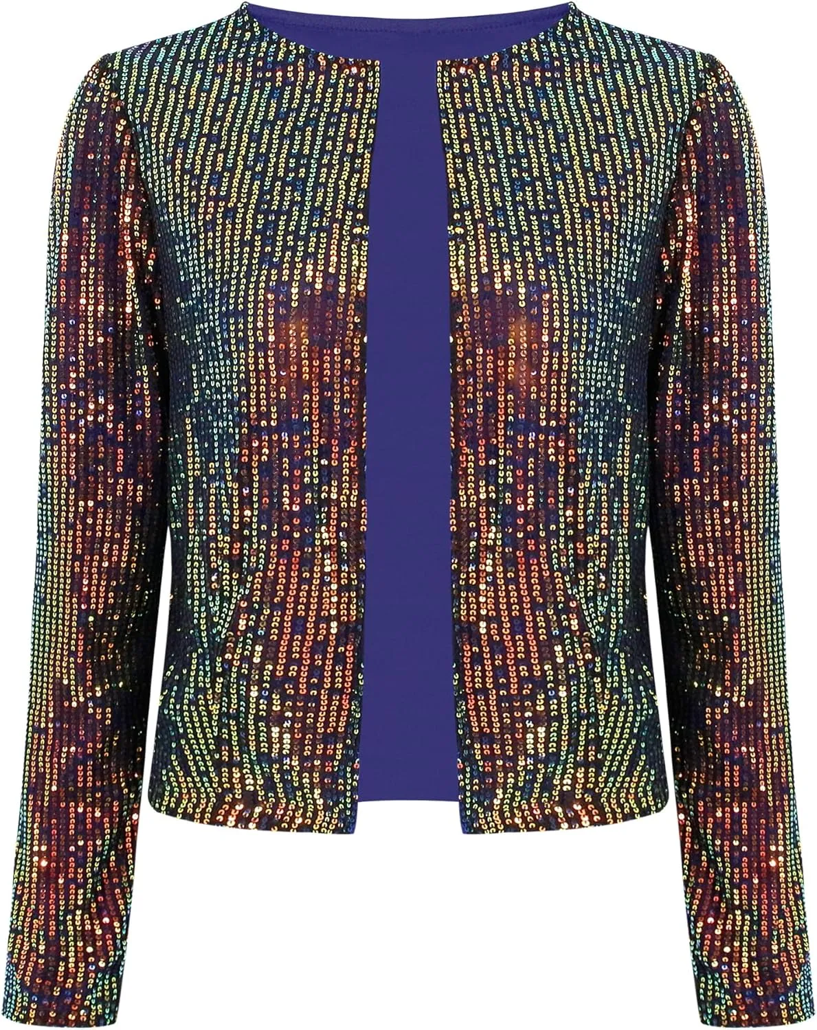 TYNORA Womens Sequin Jackets Long Sleeve Open Front Coat Glitter Short Blazer Casual Coat Party Club