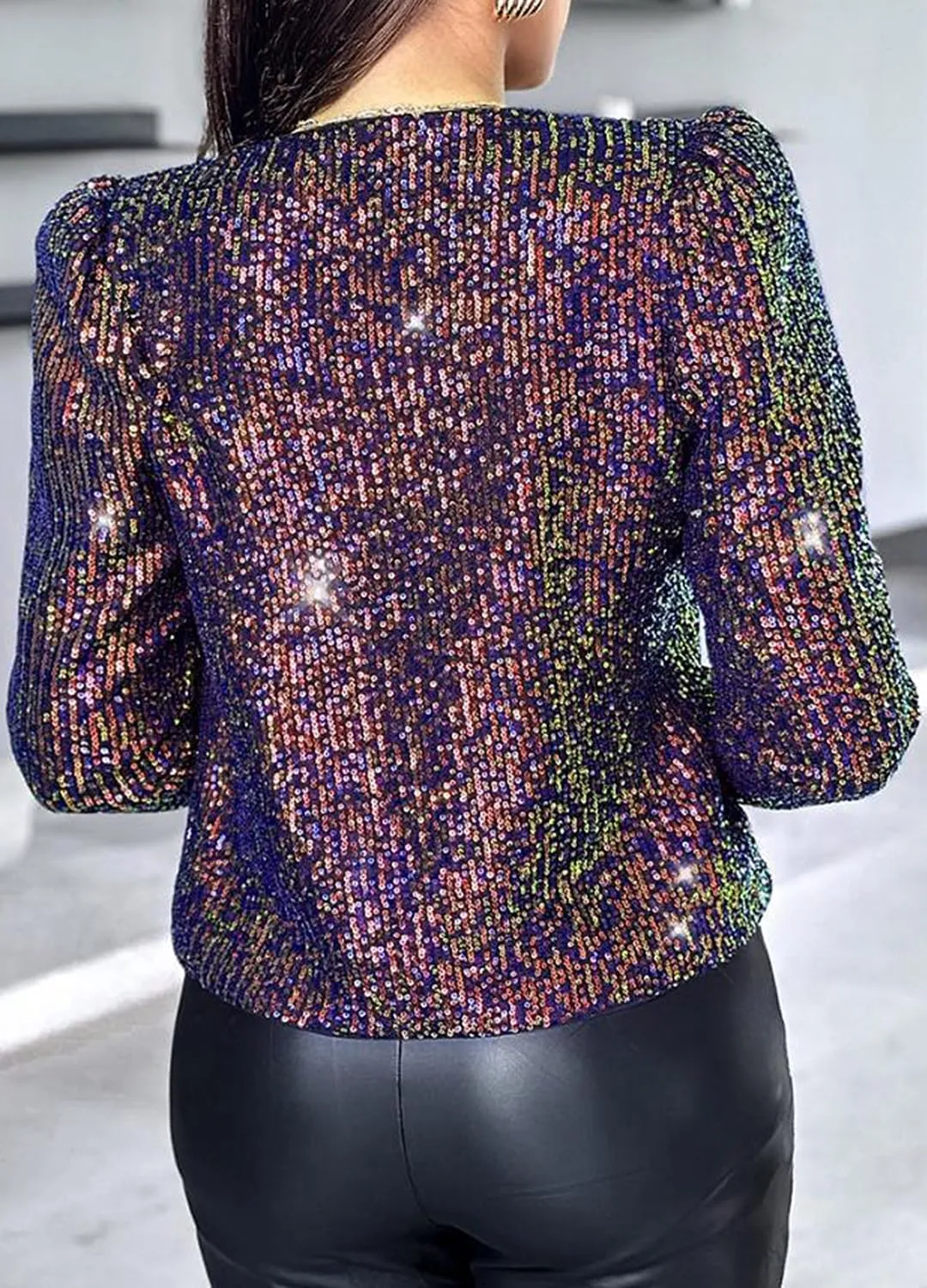 TYNORA Womens Sequin Jackets Long Sleeve Open Front Coat Glitter Short Blazer Casual Coat Party Club