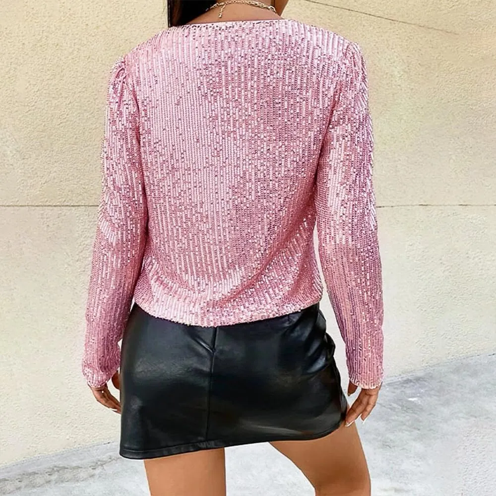 TYNORA Womens Sequin Jackets Long Sleeve Open Front Coat Glitter Short Blazer Casual Coat Party Club
