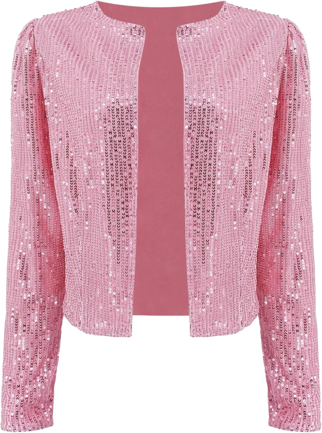 TYNORA Womens Sequin Jackets Long Sleeve Open Front Coat Glitter Short Blazer Casual Coat Party Club