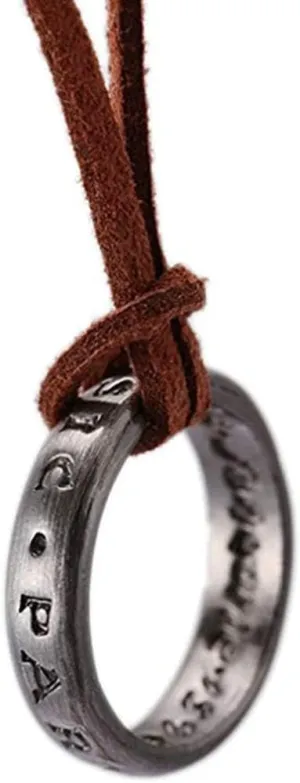 Uncharted Nathan Drake Silver Ring Cosplay Pendant Necklace - Brown/Silver