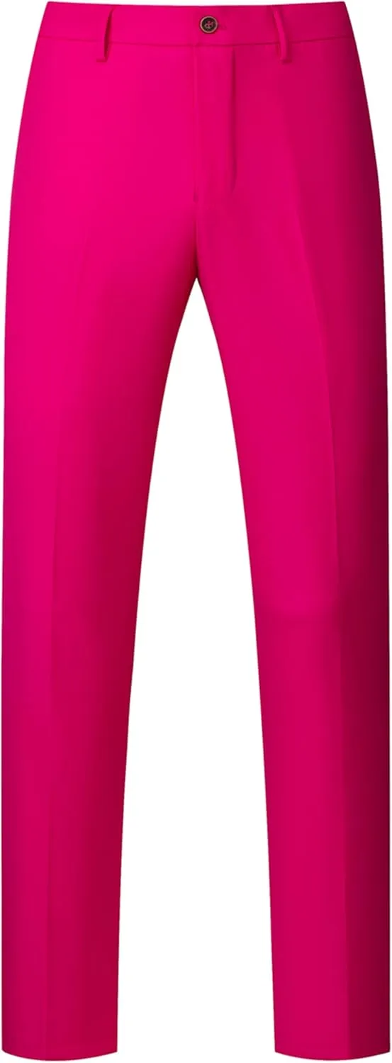 UNINUKOO Mens Dress Pants Slim Fit Solid Color Skinny Trousers Classic Business Casual Wedding Suit Pants