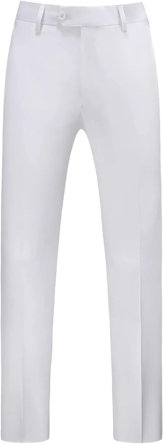 UNINUKOO Mens Dress Pants Slim Fit Solid Color Skinny Trousers Classic Business Casual Wedding Suit Pants