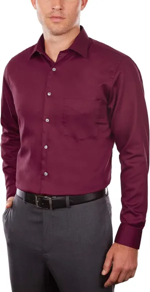 Van Heusen Men's Dress Shirts Regular Fit Lux Sateen Stretch Solid