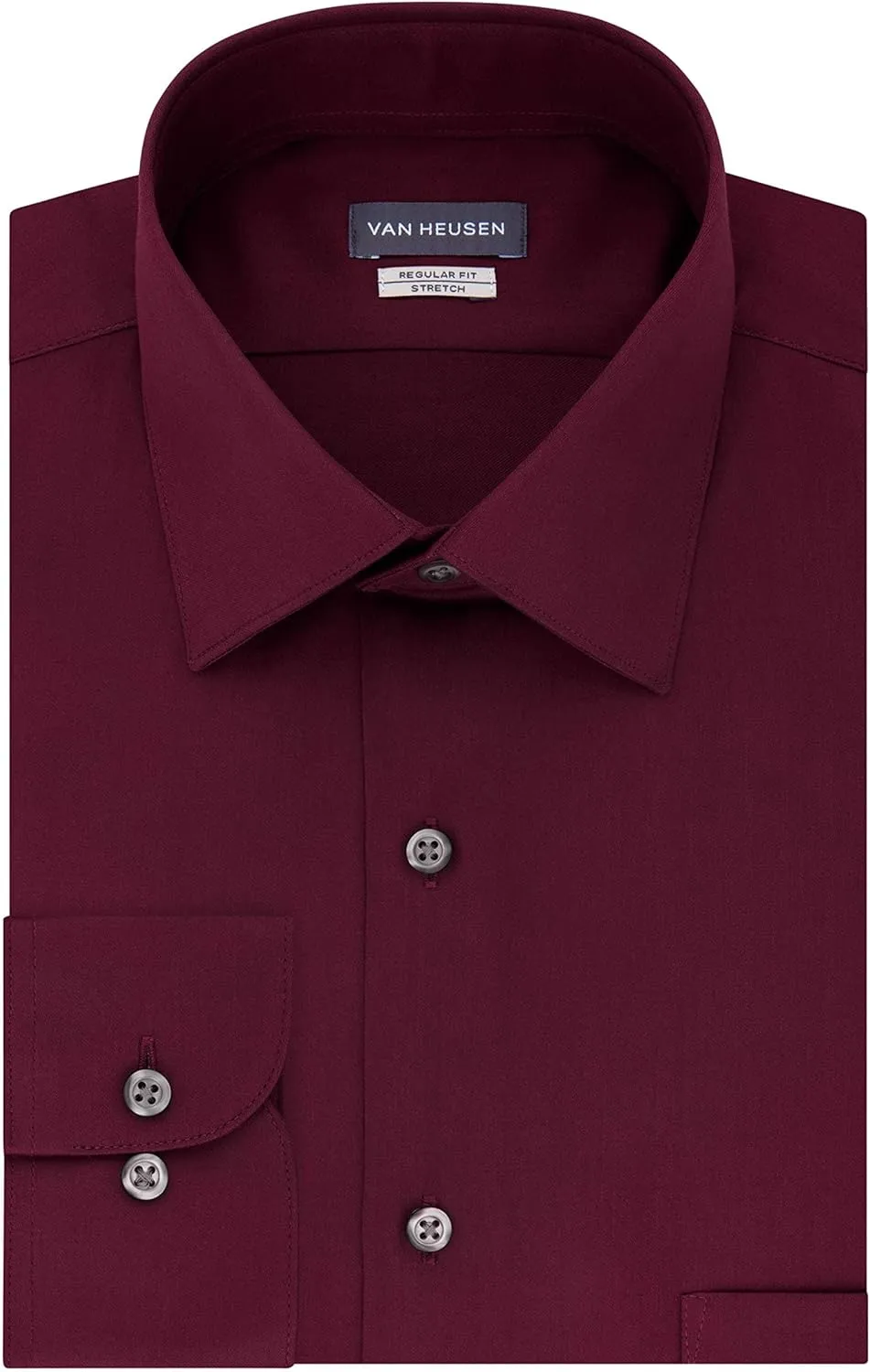 Van Heusen Men's Dress Shirts Regular Fit Lux Sateen Stretch Solid