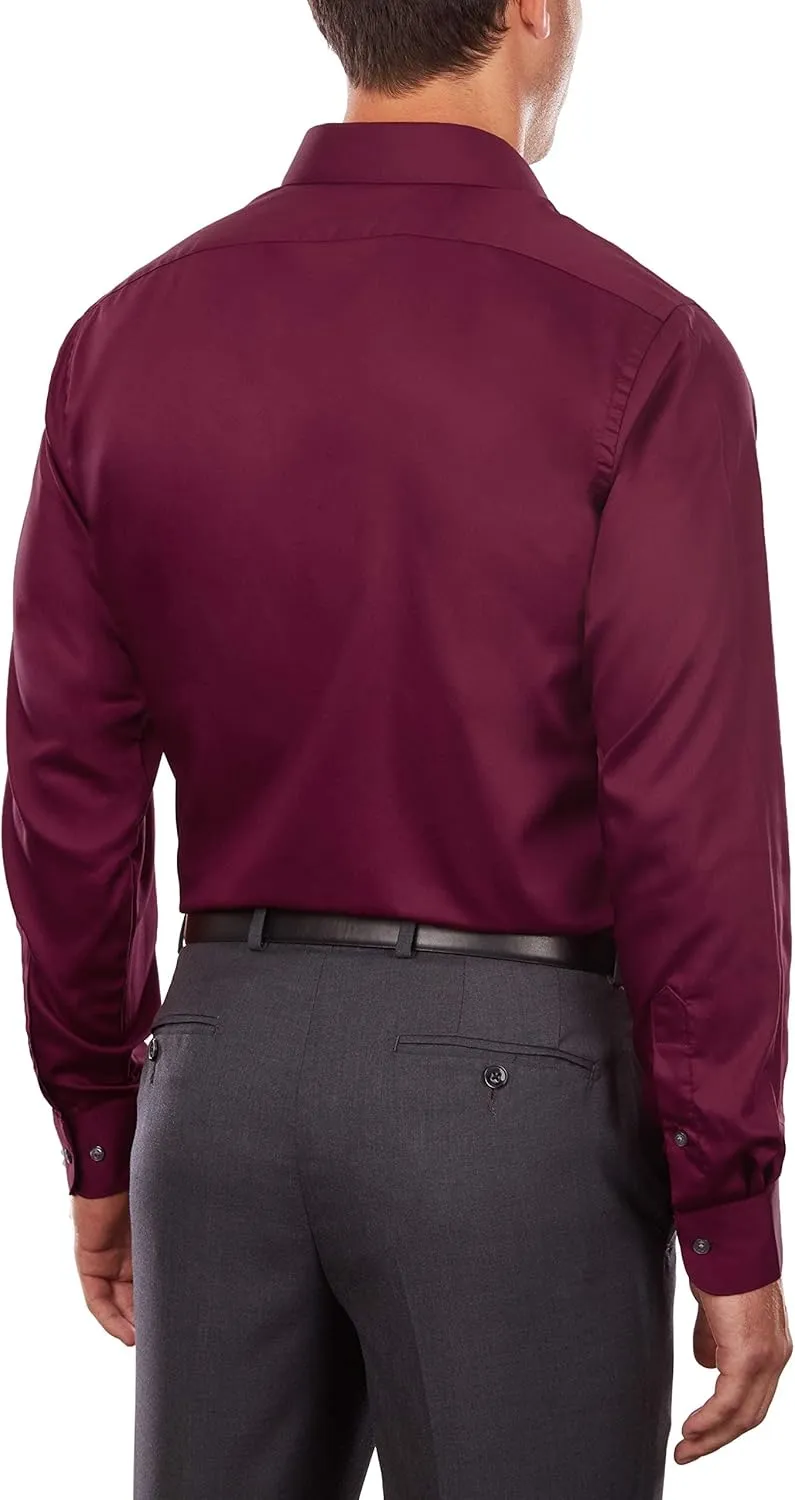 Van Heusen Men's Dress Shirts Regular Fit Lux Sateen Stretch Solid