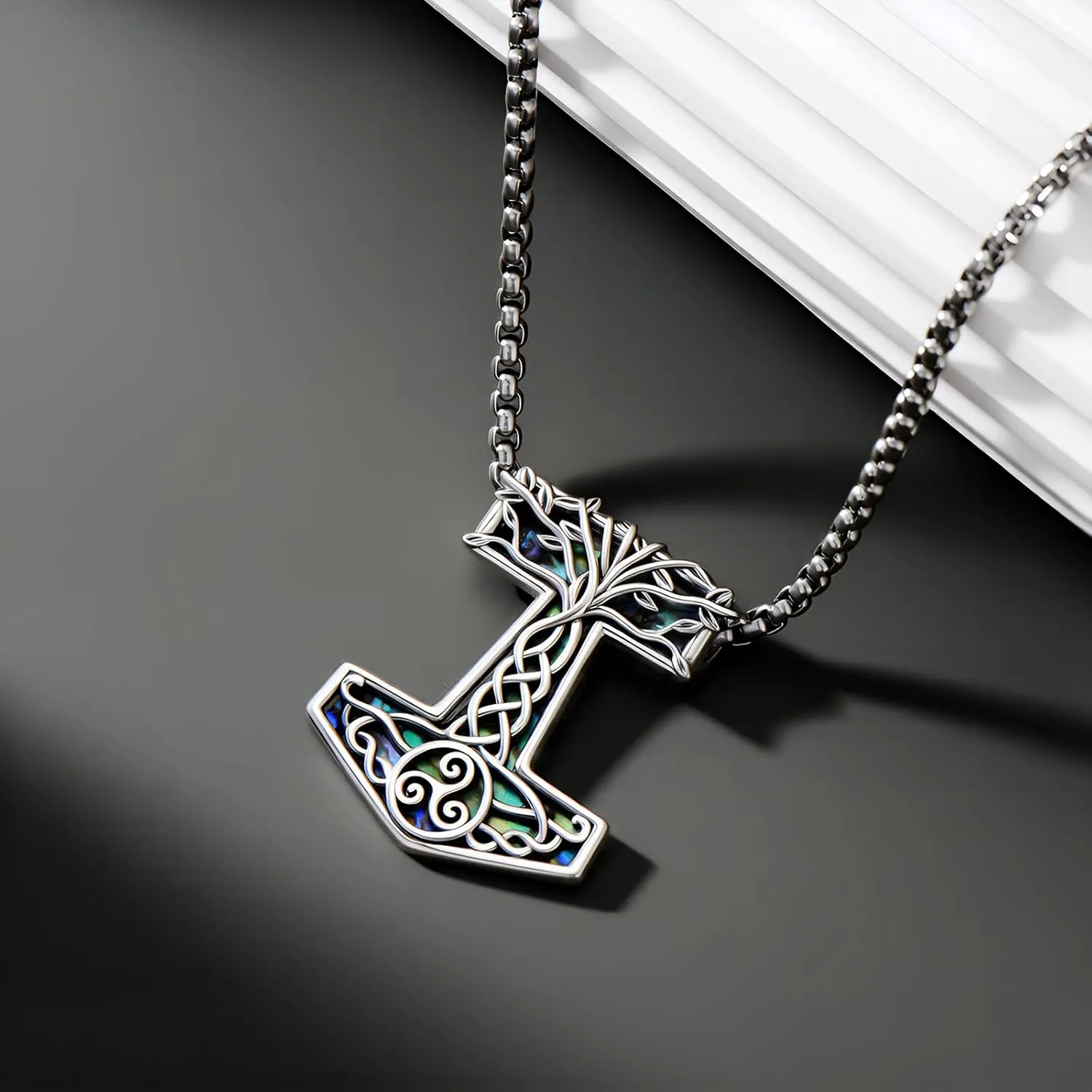 Viking Arrowhead/Thors Hammer/Axe/Wolf Necklace for Men 925 Sterling Silver Viking Norse Pagan Jewelry Gifts for Women
