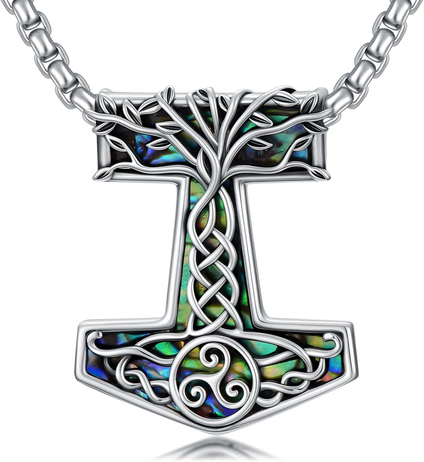 Viking Arrowhead/Thors Hammer/Axe/Wolf Necklace for Men 925 Sterling Silver Viking Norse Pagan Jewelry Gifts for Women