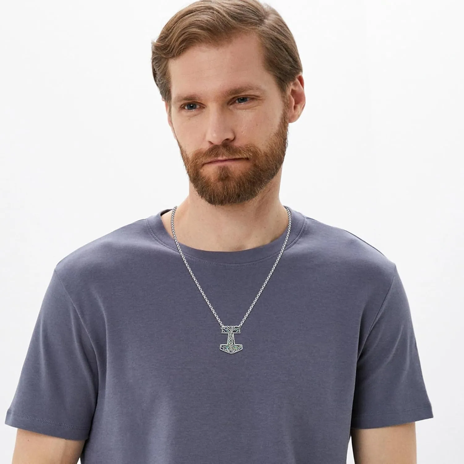 Viking Arrowhead/Thors Hammer/Axe/Wolf Necklace for Men 925 Sterling Silver Viking Norse Pagan Jewelry Gifts for Women