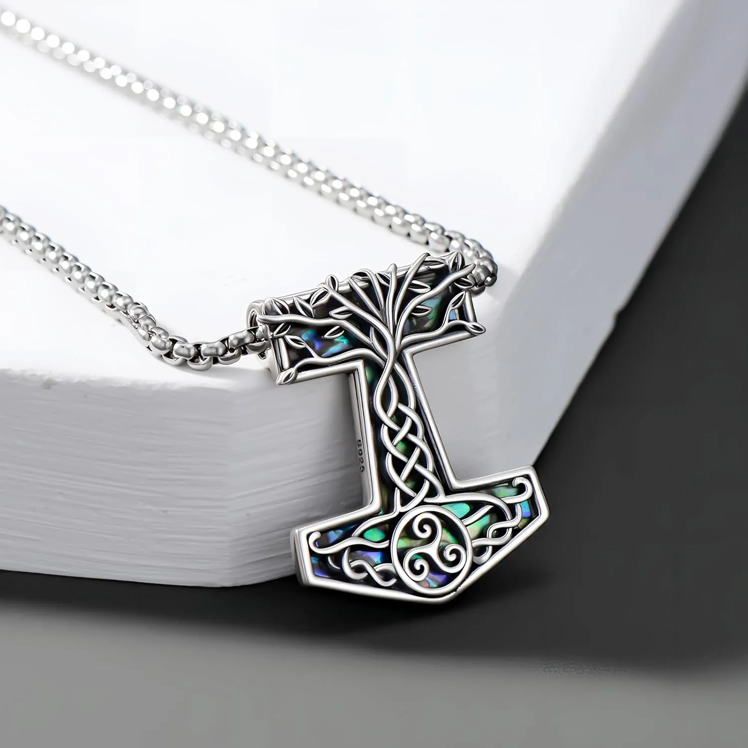 Viking Arrowhead/Thors Hammer/Axe/Wolf Necklace for Men 925 Sterling Silver Viking Norse Pagan Jewelry Gifts for Women