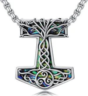 Viking Arrowhead/Thors Hammer/Axe/Wolf Necklace for Men 925 Sterling Silver Viking Norse Pagan Jewelry Gifts for Women