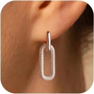VIROMY Gold Earrings for Women Trendy 14K Gold Plated Paperclip Square Link Drop Dangle Hoops Earrings Stud Huggie Earrings Lightweight Hypoallergenic Minimalist Jewelry Gifts for Women