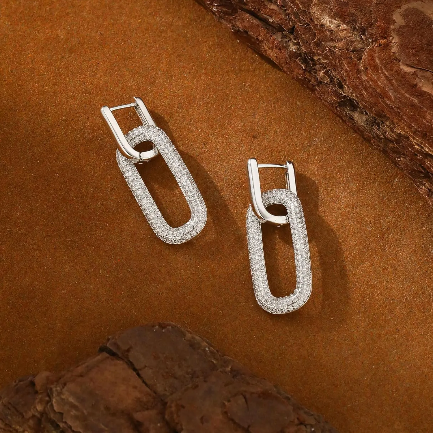 VIROMY Gold Earrings for Women Trendy 14K Gold Plated Paperclip Square Link Drop Dangle Hoops Earrings Stud Huggie Earrings Lightweight Hypoallergenic Minimalist Jewelry Gifts for Women