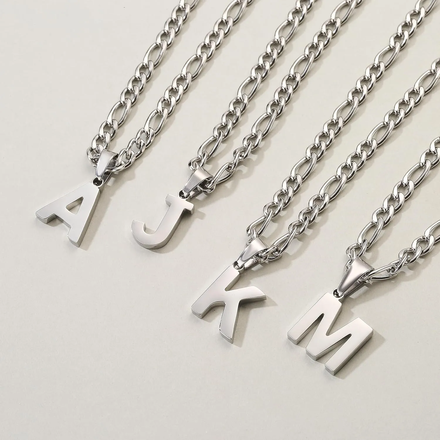 WEDDINEN Layered Initial A-Z Letter Pendant Necklace for Men Figaro Cuban Chain Necklace Jewelry Christmas Birthday Gift for Men Boys Boyfriend